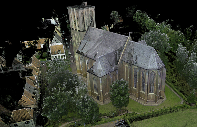 Grote Kerk Elburg gekleurde pointcloud